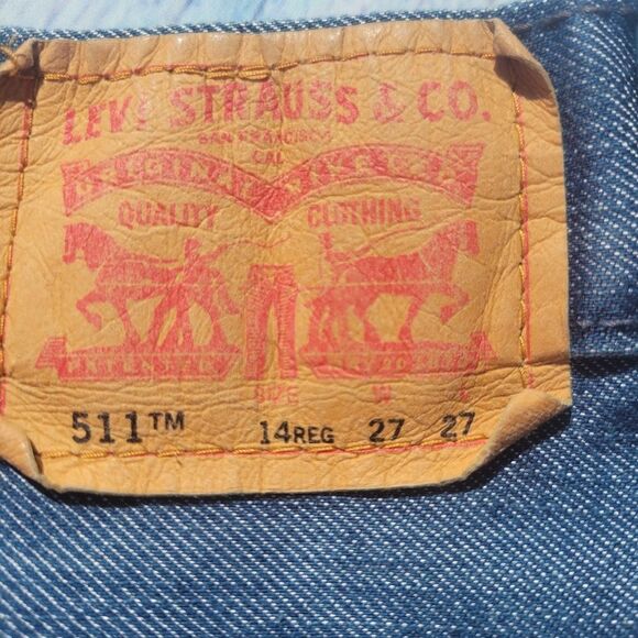 Levi's 511 Boy's's Blue Cotton Solid Stretch Mid Rise Straight Leg Jeans Size 14 - Picture 7 of 12
